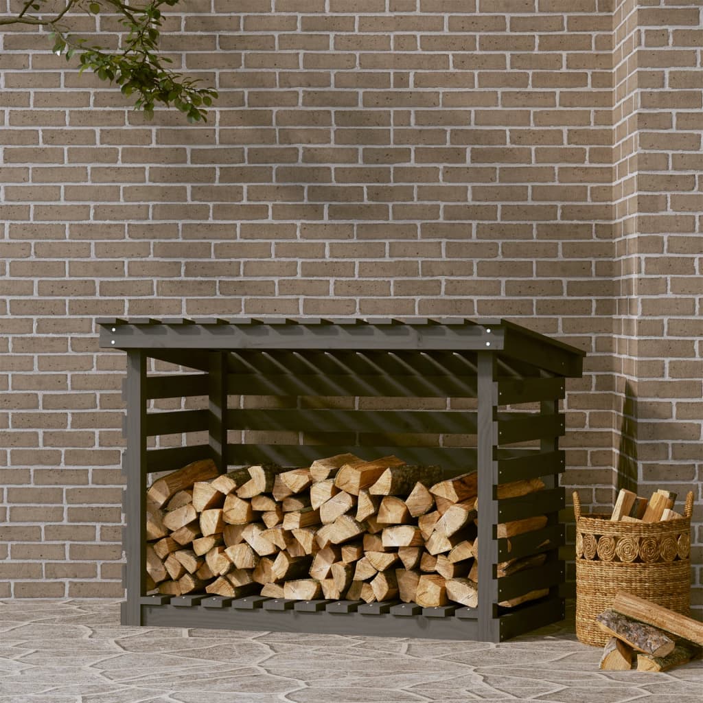 vidaXL Firewood rack grey 108x73x79 cm solid pine wood
