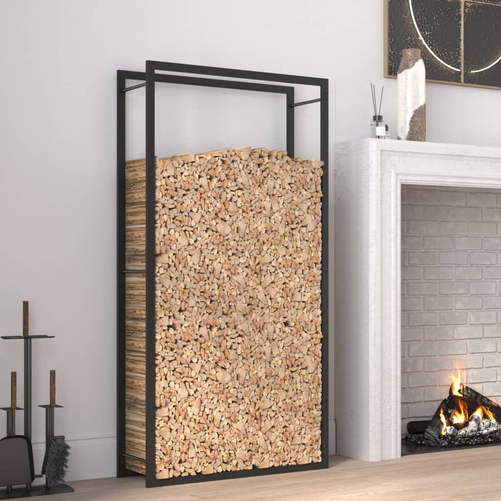 vidaXL Brennholzregal Mattschwarz 80x28x154 cm Stahl