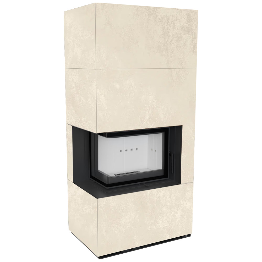 FLOKI BOX 8 kW Quarzsinter OXIDE BIANCO Eckkamin rechts/links