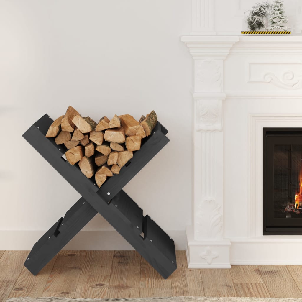 vidaXL Fireplace wood holder grey 47x39.5x48 cm solid pine wood