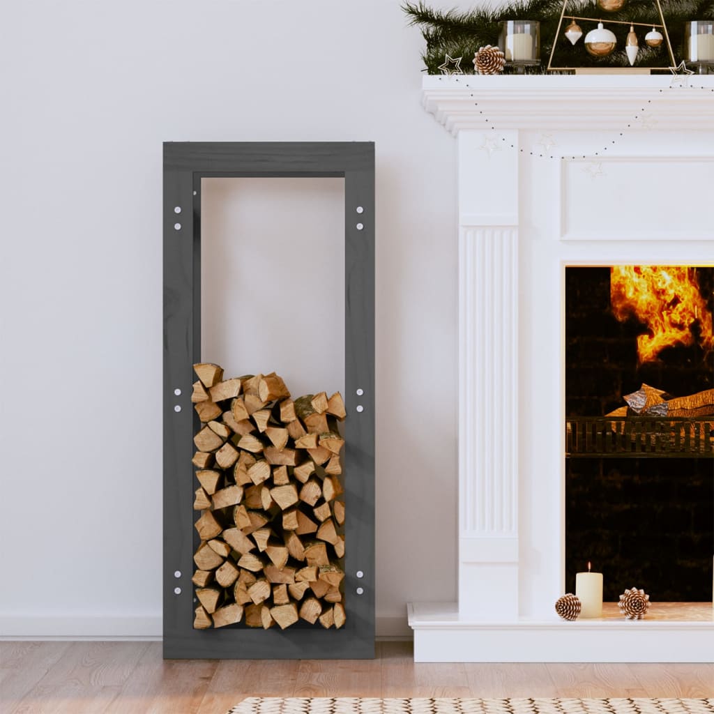 vidaXL Firewood rack grey 41x25x100 cm solid pine wood