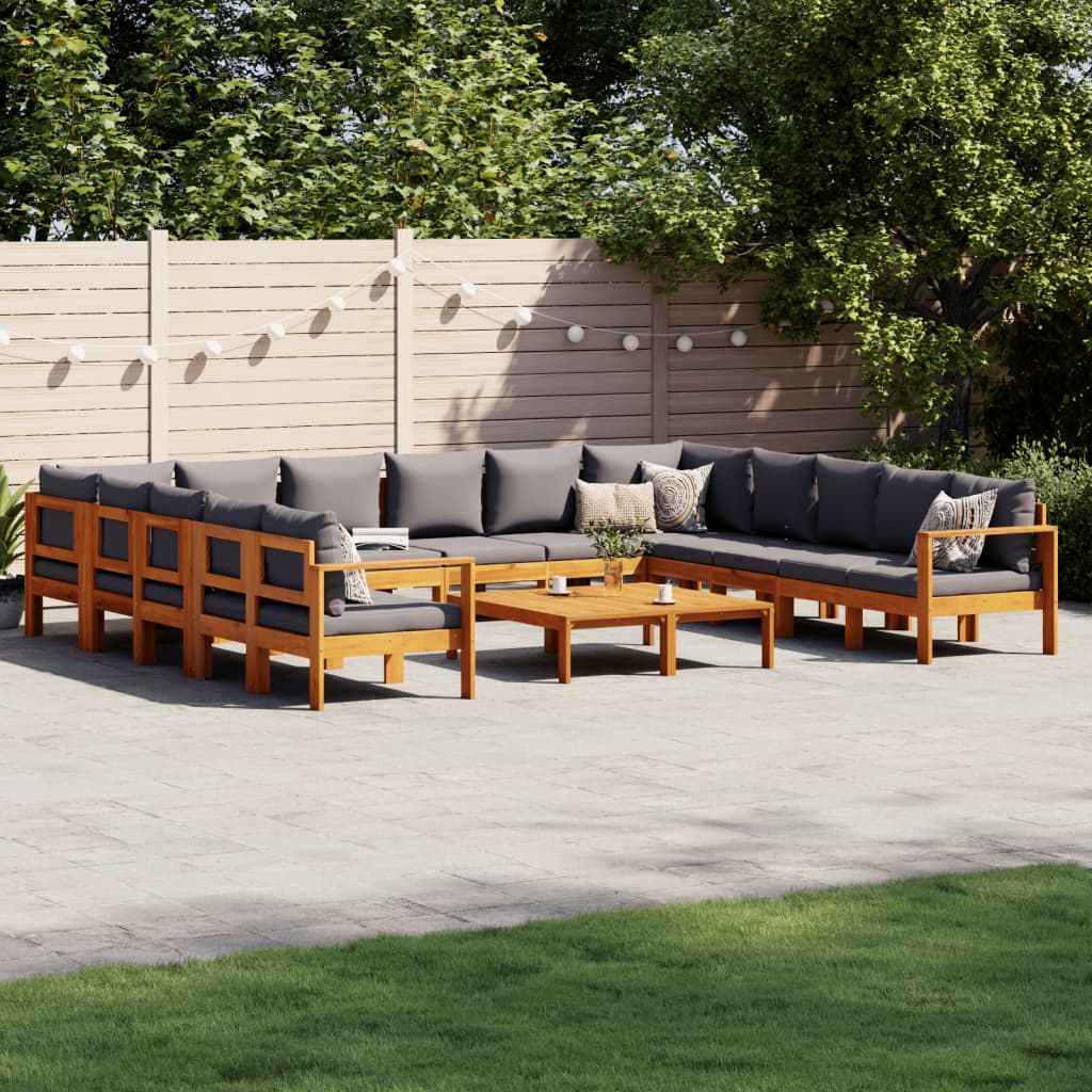 vidaXL 10-tlg. Garten-Sofagarnitur mit Kissen Massivholz Akazie