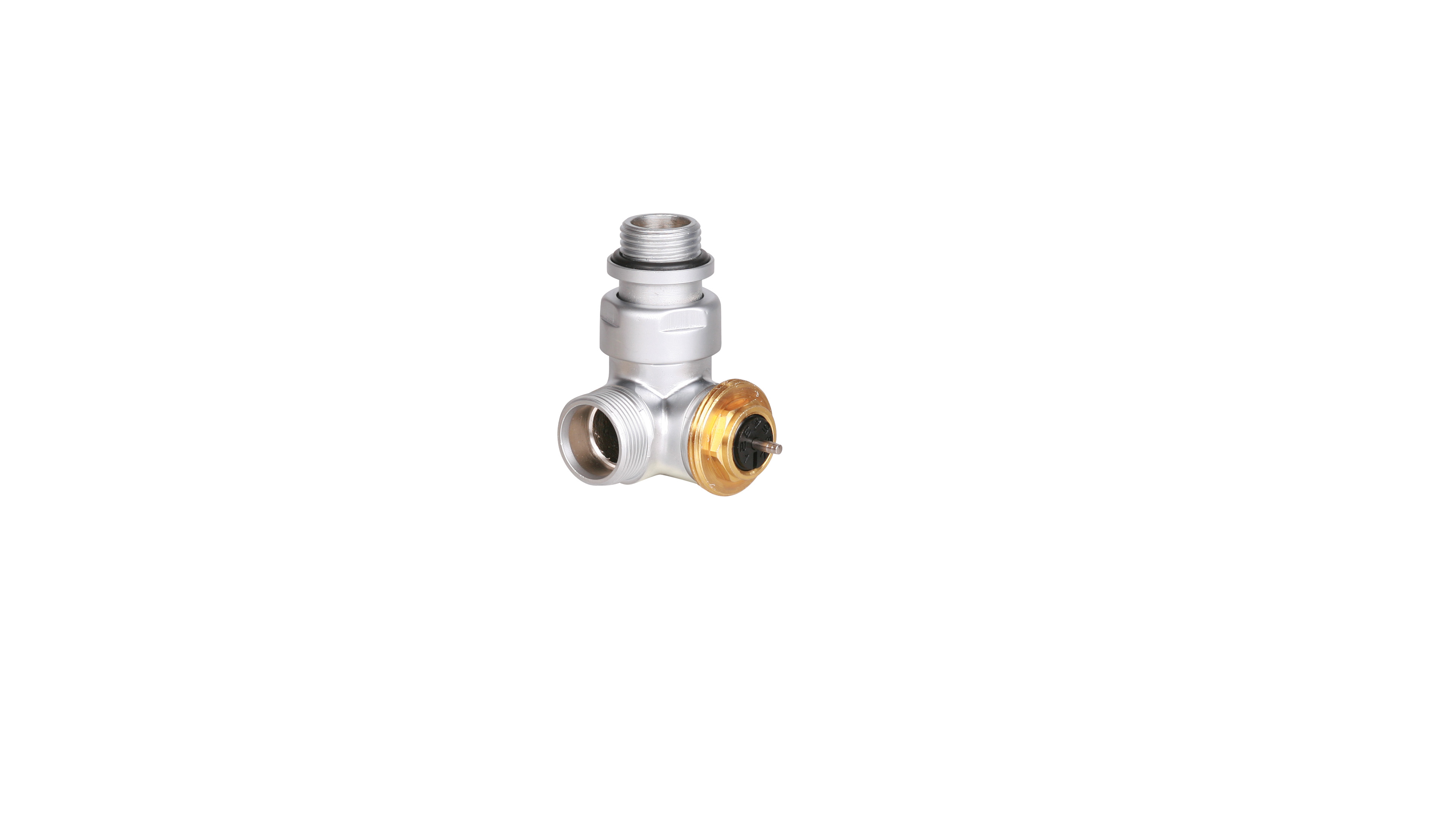 Winkeleck-Thermostatventil CYLINDER  GZ 1/2"-GZ 24-19  Links-Silber