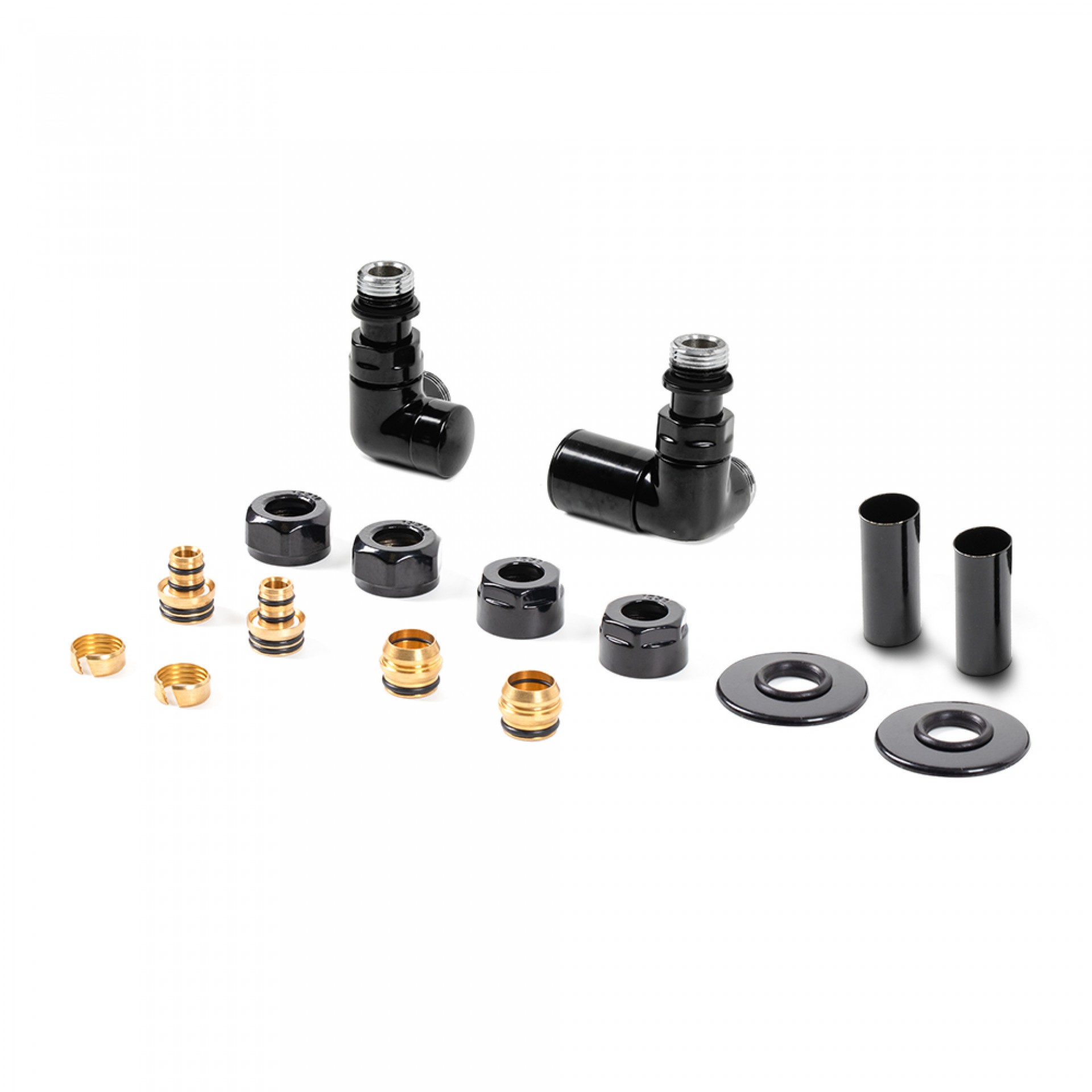 VISION ALL IN ONE - Set Winkeleck-Thermostatventil links Schwarz glänzend