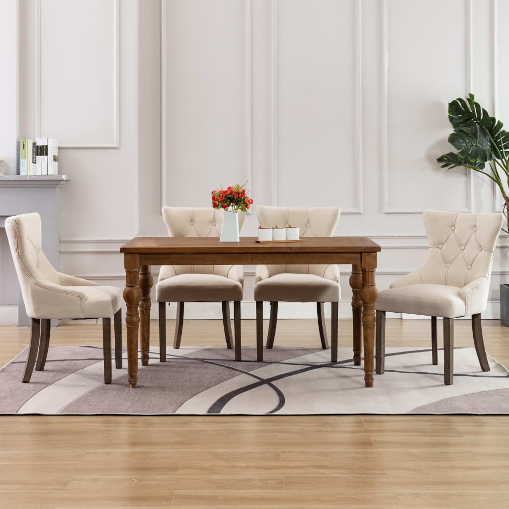 vidaXL Esszimmerstühle 4 Stk. Beige Stoff 