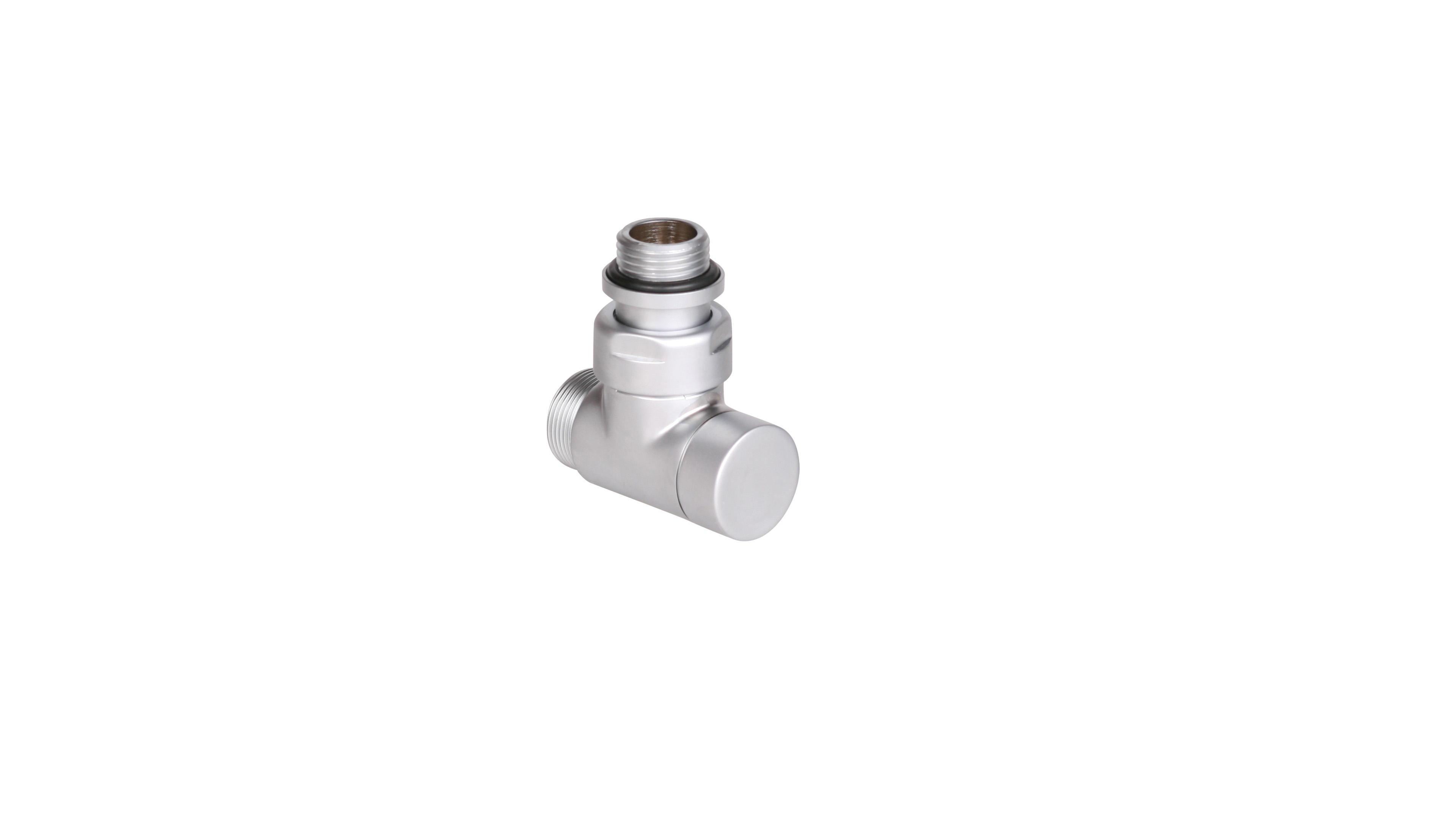 Absperrventil mit intergriertem T-Stueck CYLINDER  GZ 1/2"-GW 1/2"-GZ 24-19  Rechts-Silber