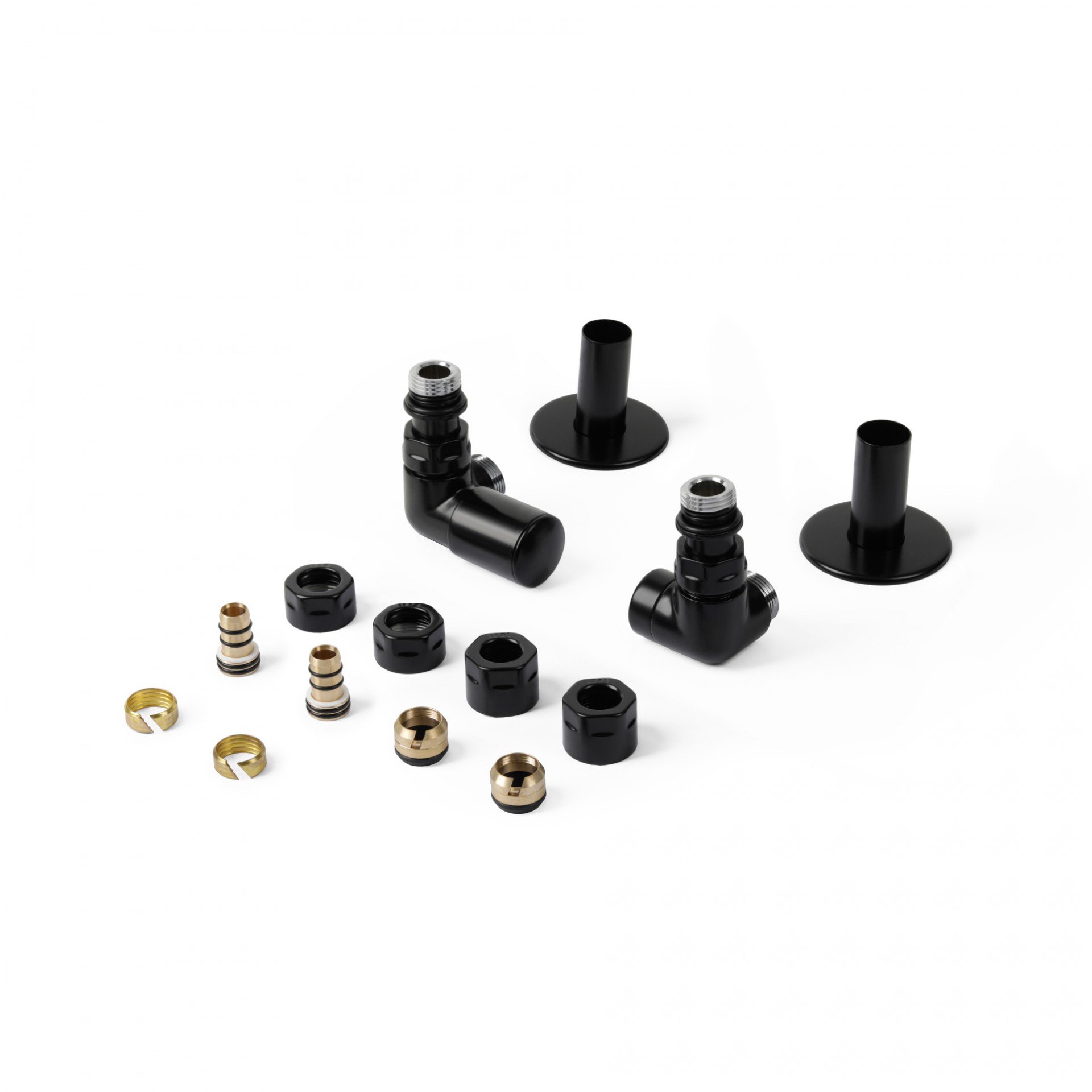 VISION ALL IN ONE - Set Winkeleck-Thermostatventil links Schwarz matt