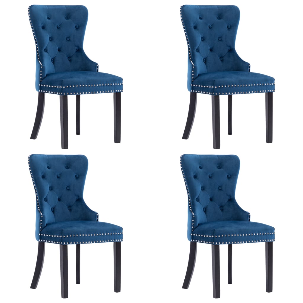 vidaXL Esszimmerstühle 4 Stk. Blau Samt