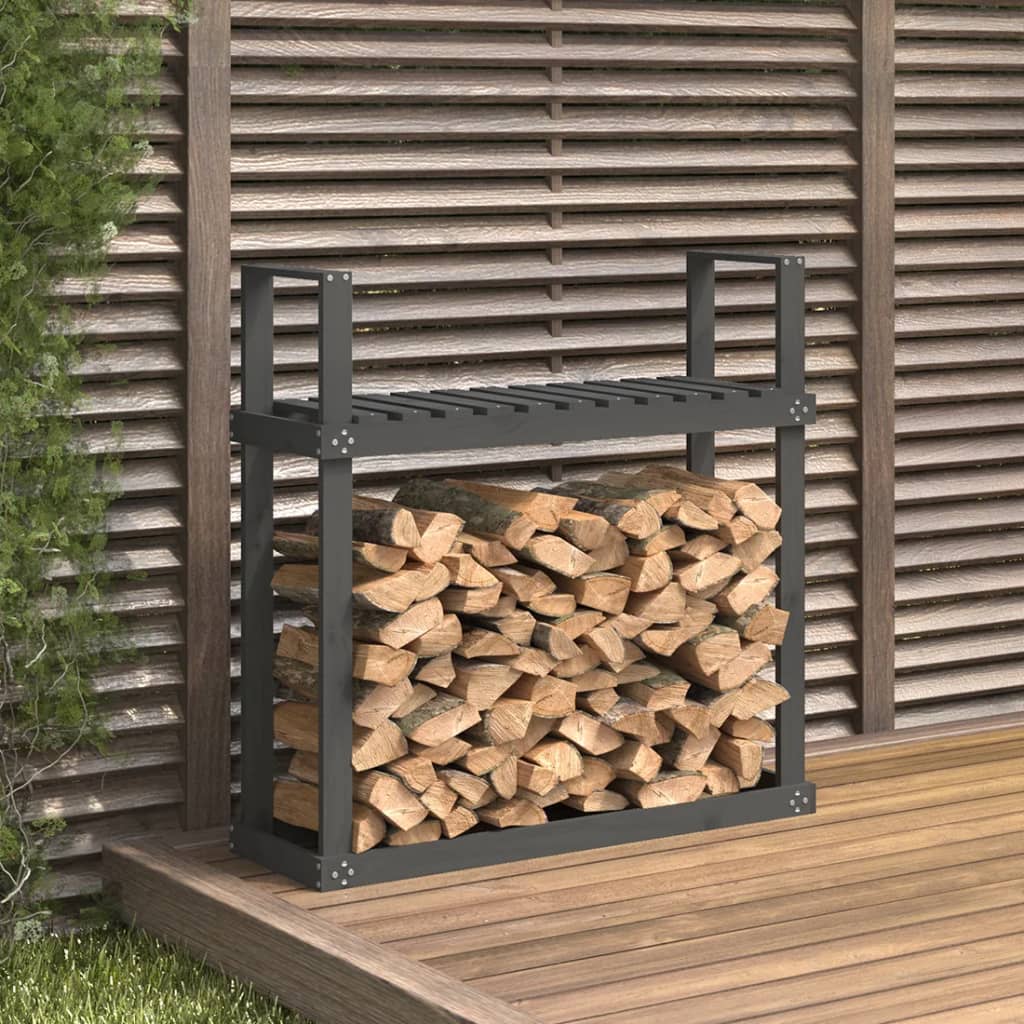 vidaXL Firewood rack grey 110x35x108.5 cm solid pine wood