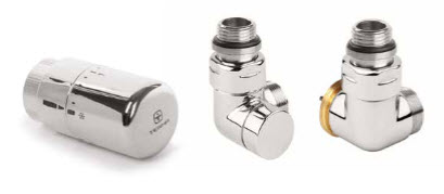 Set of angle corner thermostatic valve CYLINDER GZ 1/2"-dia. 16x2, diam. 15 right-chrome