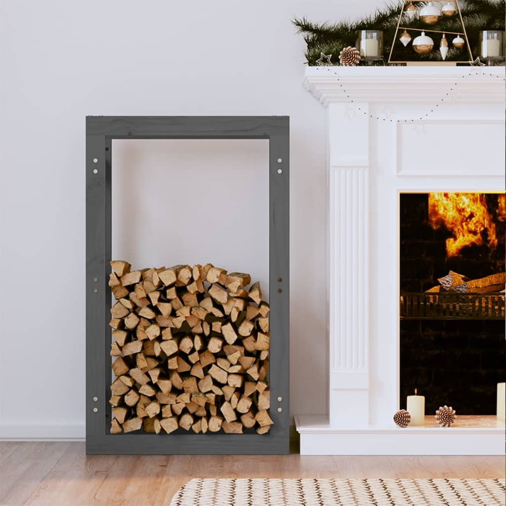 vidaXL Firewood rack grey 60x25x100 cm solid pine wood