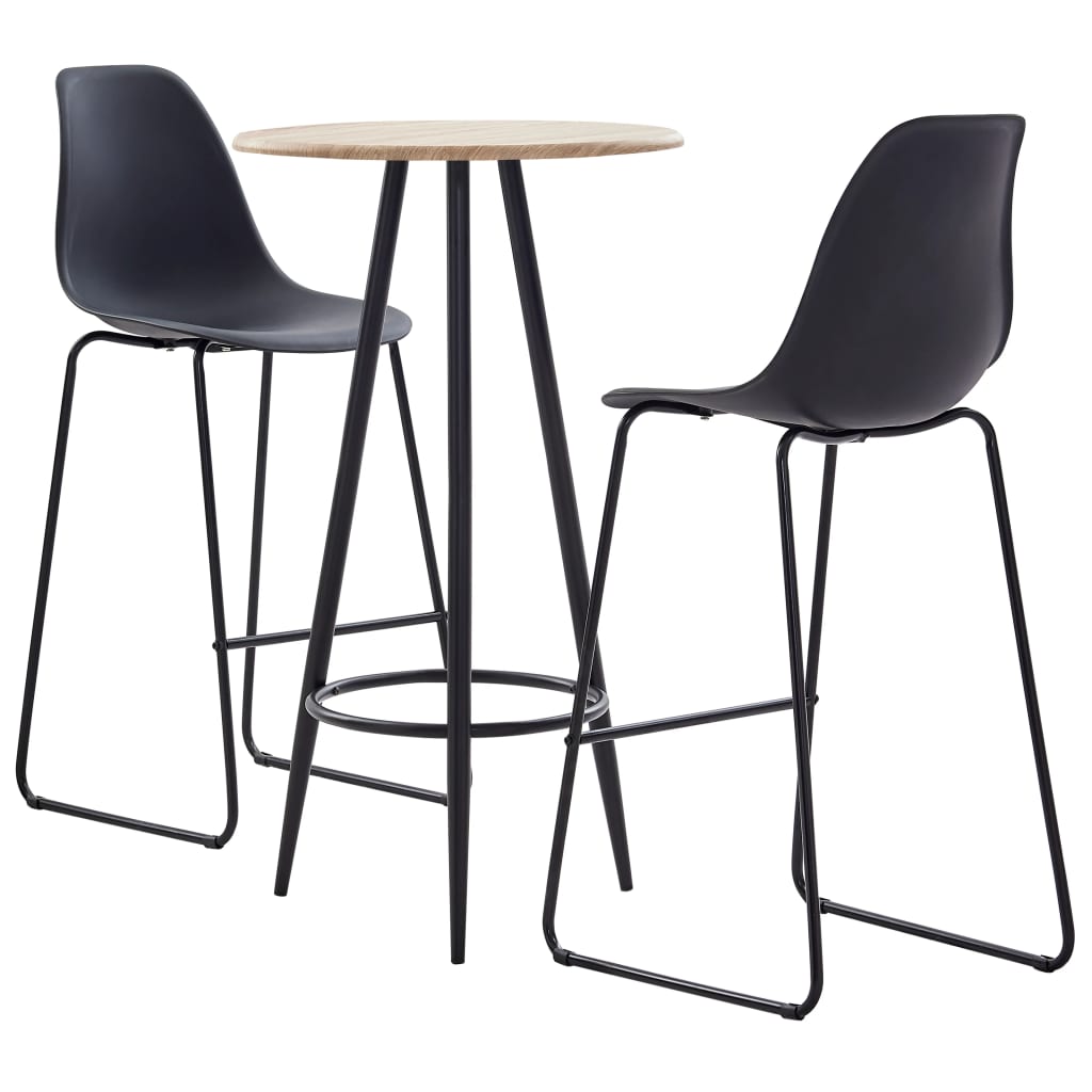 vidaXL 3-tlg. Bar-Set Kunststoff Schwarz