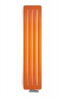 vertikaler vertikaler Designheizkörper Aero V RAL 2008, frontal mit Thermostatventil