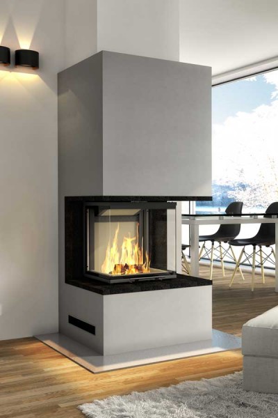 Kaminbausatz DesayoPure 7,5KW, vor Fenster mit Aussicht