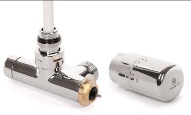 Set Thermostat-Eckventil mit Lanze 50 mm CYLINDER GZ 1/2"-Durchm. 16x2, Durchm. 15 Rechts-Chrom