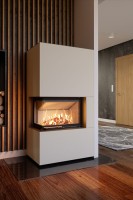 Kaminofen Bausatz Kaminofen Bausatz Keramik, im Raum mit Feuer, Ausführung rechts