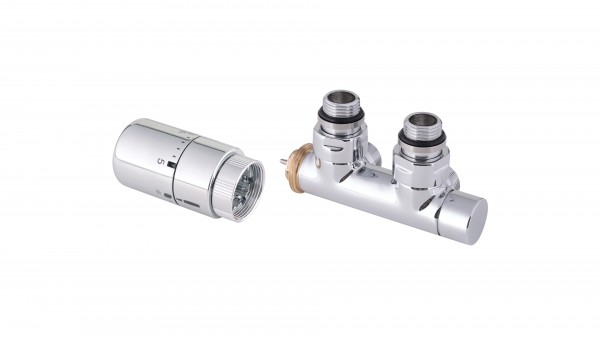 Thermostat-Durchgangsventil 50 mm CYLINDER GZ 1/2"-GZ 24-19 Links-Chrom