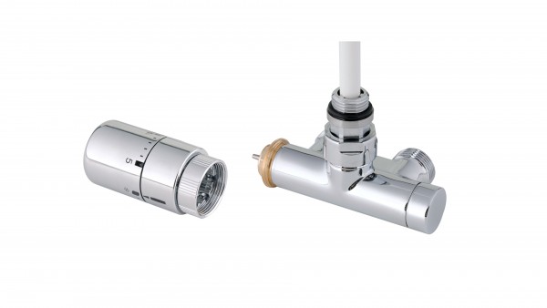 Thermostat-Eckventil mit Lanze 50 mm CYLINDER GZ 1/2"-GZ 3/4" Links-Weiss