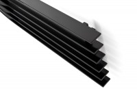 horizontaler Designheizkörper Cyklon H in RAL 9005 forntal von oben