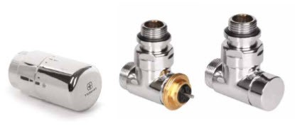 Set Thermostat-Eckventil CYLINDER GZ 1/2"-Durchm. 16x2, Durchm. 15 -Chrom
